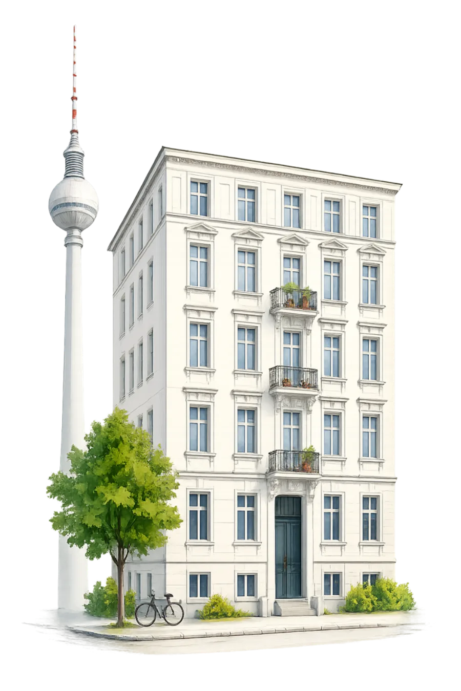Berlin Altbau building with TV tower
